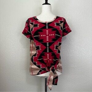 Lauren Ralph Lauren Southwestern Self-Tie Short Sleeves Top, Sz SP